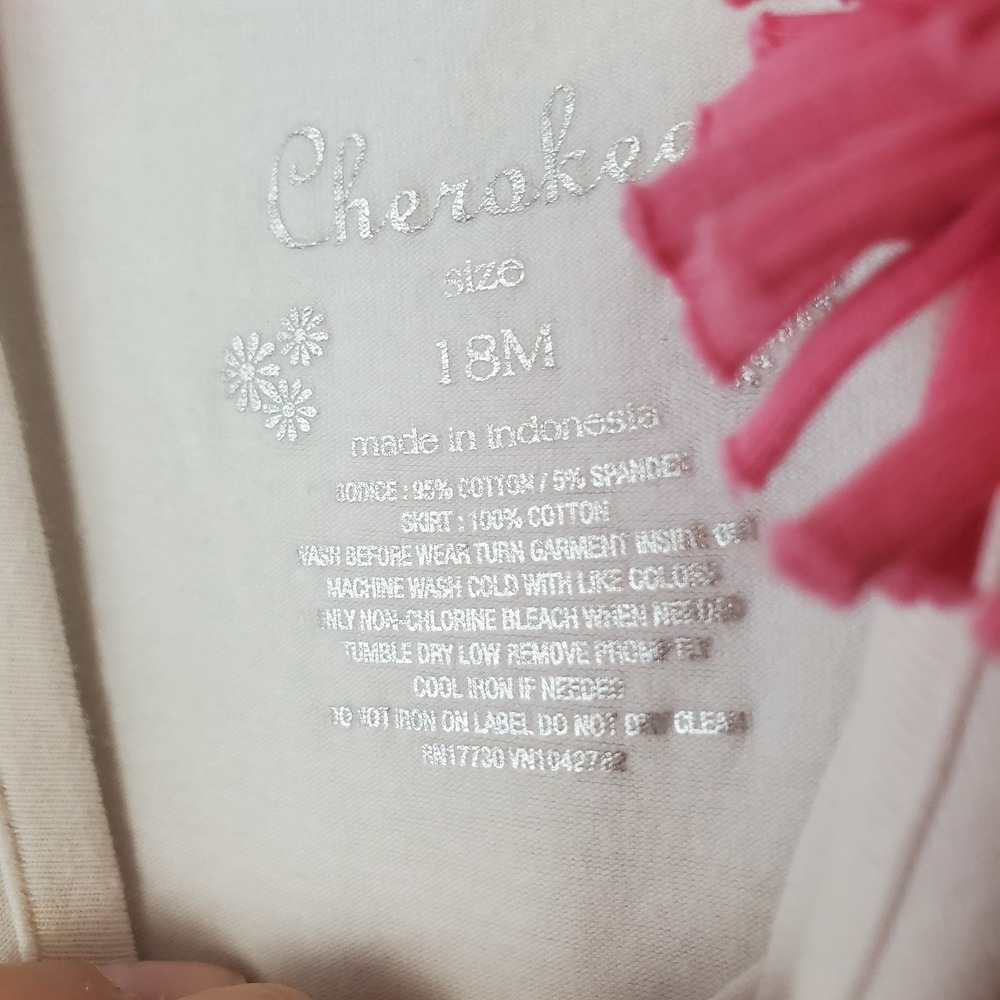 Cherokee dress girls 18 months white and beige sleeveless casual Flower - Picture 6 of 6